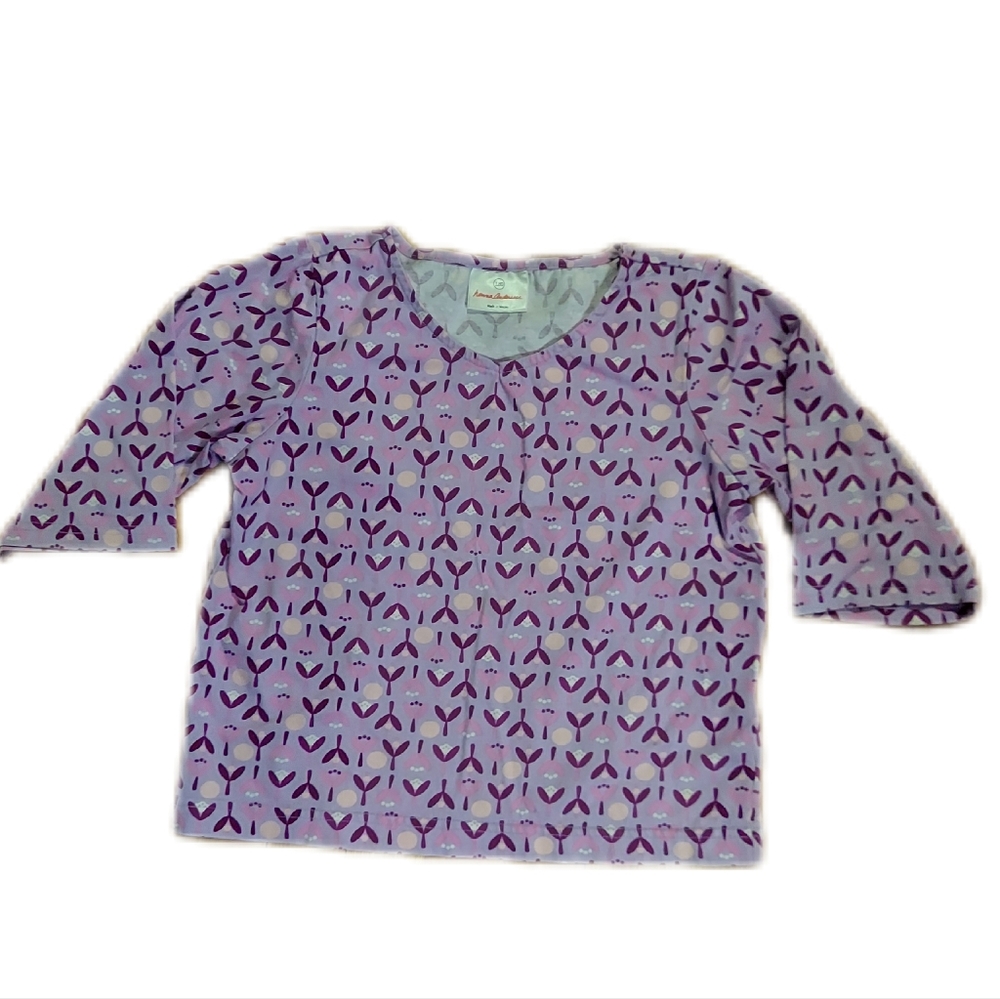120cm 6/7 Yr Hanna Andersson 3/4th Sleeve Shirt Top Tee Flower Dots Pattern
